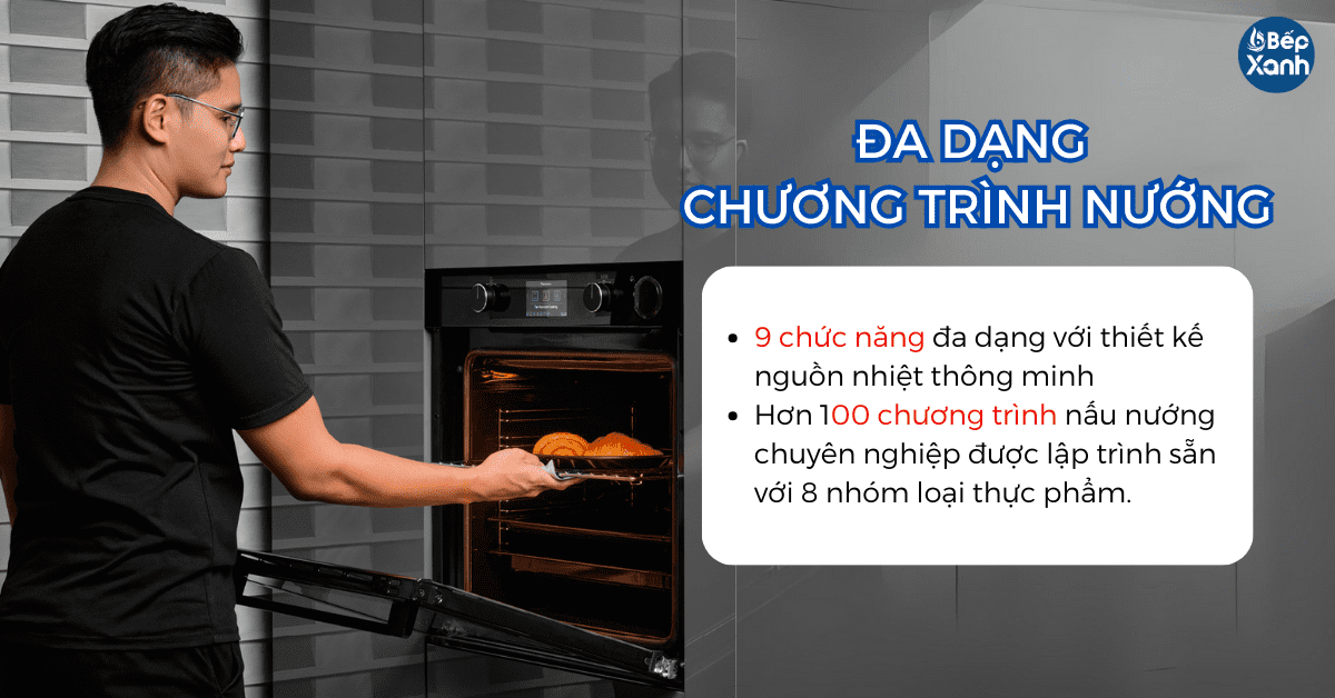 9 chức năng nướng kết hợp menu thiết lập sẵn