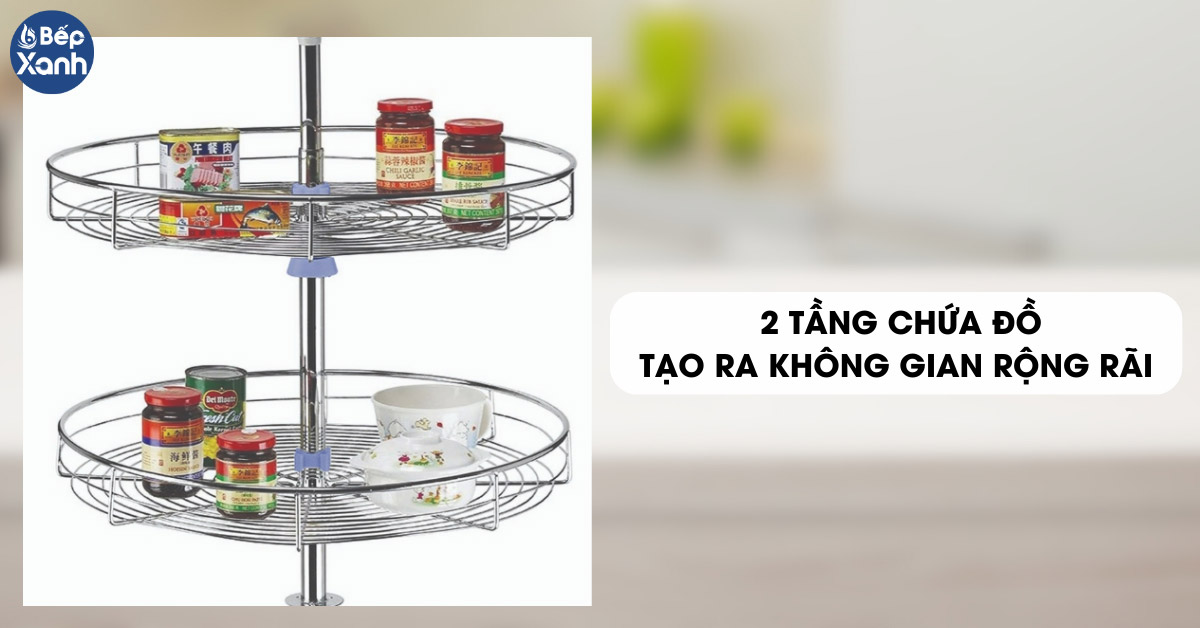 Mâm xoay góc mở 4/4 Garis GS07.70E 2 tầng chưa đồ rộng rãi