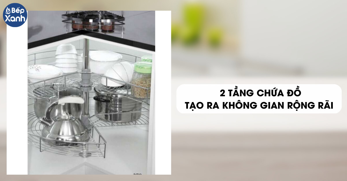 Mâm xoay Inox Eurogold EVR270A 2 tầng chưa đồ rộng rãi