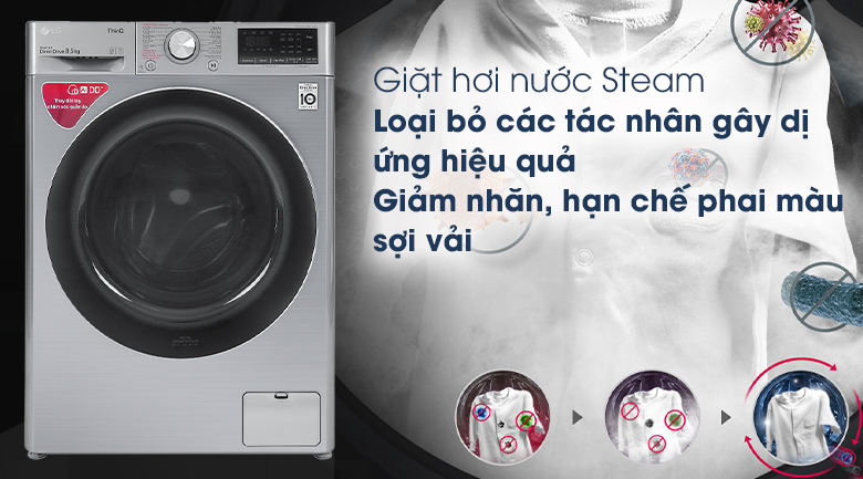 Máy giặt LG Inverter 8.5 kg FV1408S4V - Giặt hơi nước