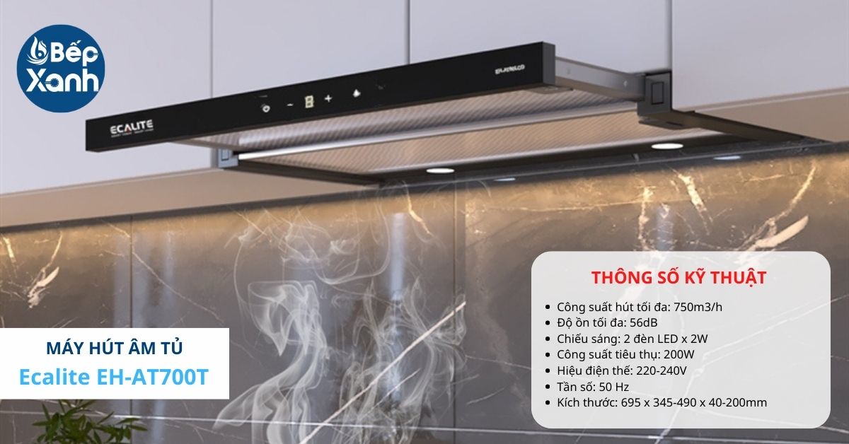 Máy hút mùi âm tủ Ecalite EH-AT700T
