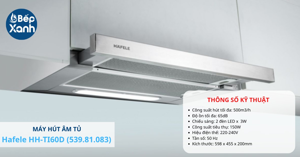 Kích thước máy hút mùi 60cm nhỏ gọn