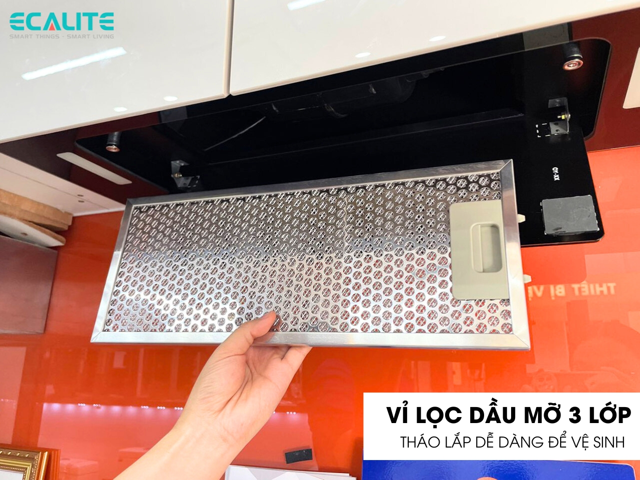 Máy hút mùi âm tủ Hidden Stylish Ecalite EHB-700LUX vỉ lọc dầu mỡ