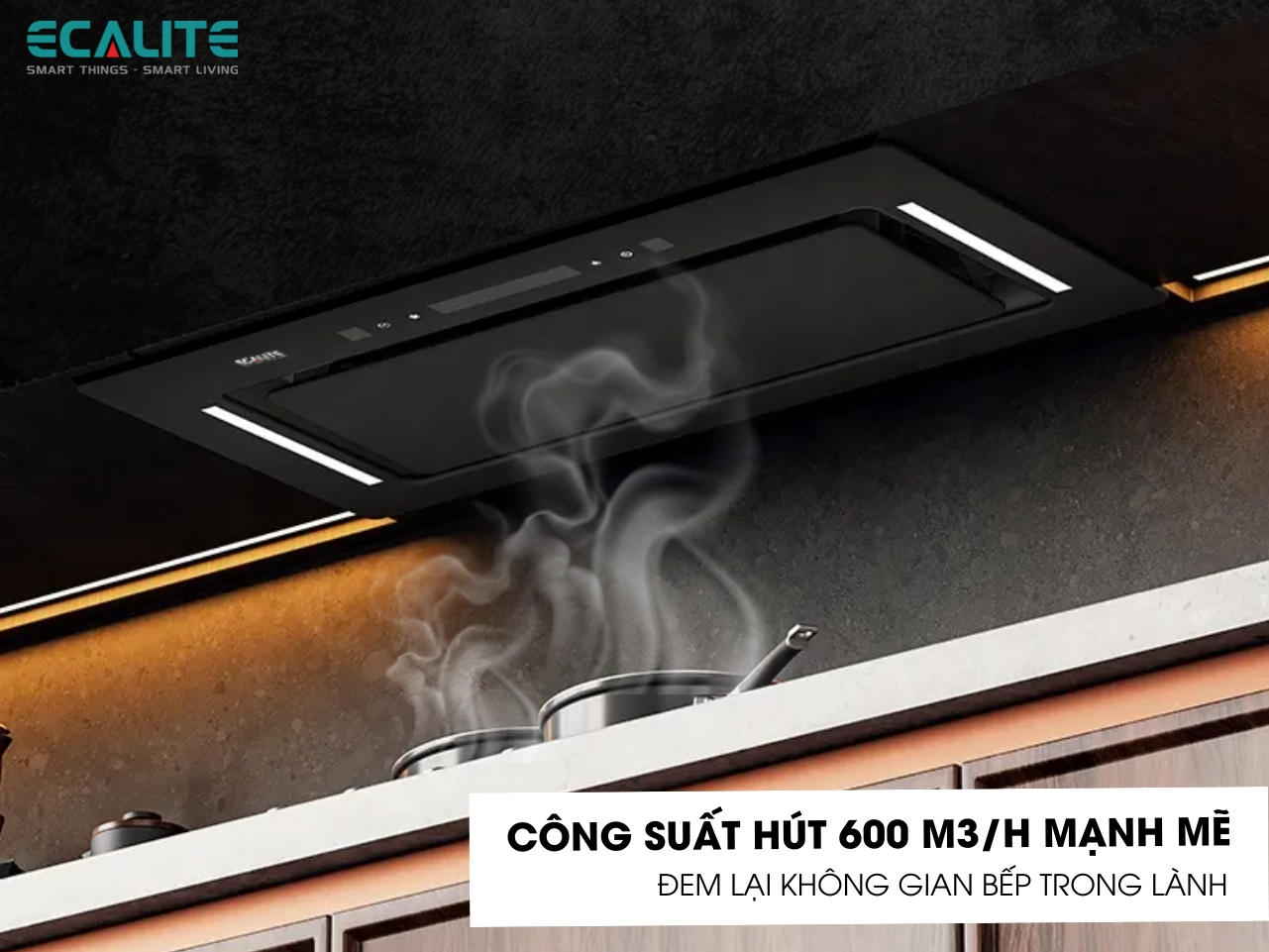 Máy hút mùi âm tủ Hidden Stylish Ecalite EHB-700LUX công suất hút mạnh mẽ