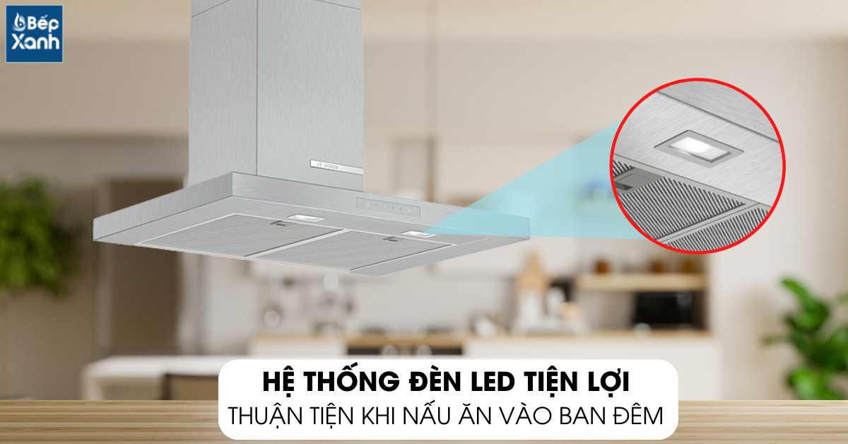 Máy hút mùi treo tường BOSCH DWB77CM50 có hệ thống đèn LED hiện đại