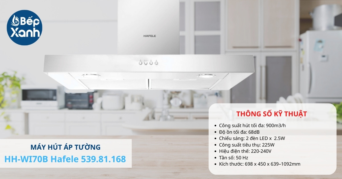 Máy hút mùi Hafele HH-WI70B sở hữu công suất hút mạnh mẽ