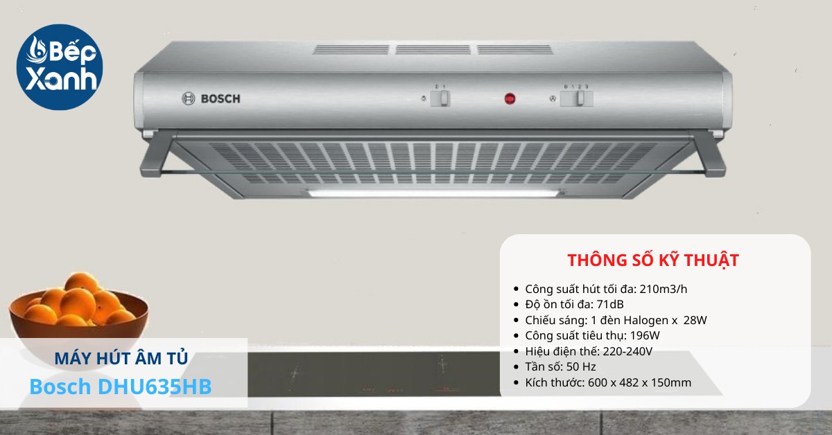 Thông số kỹ thuật máy hút mùi Bosch DHU635HB