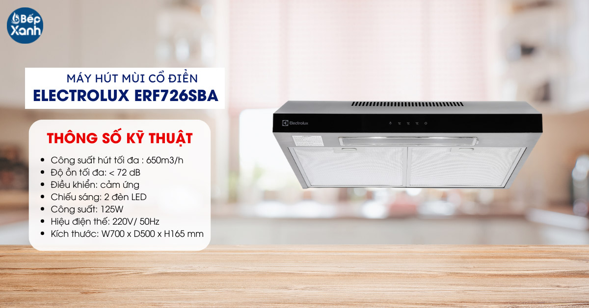 Máy hút khử mùi classic Electrolux ERF726SBA