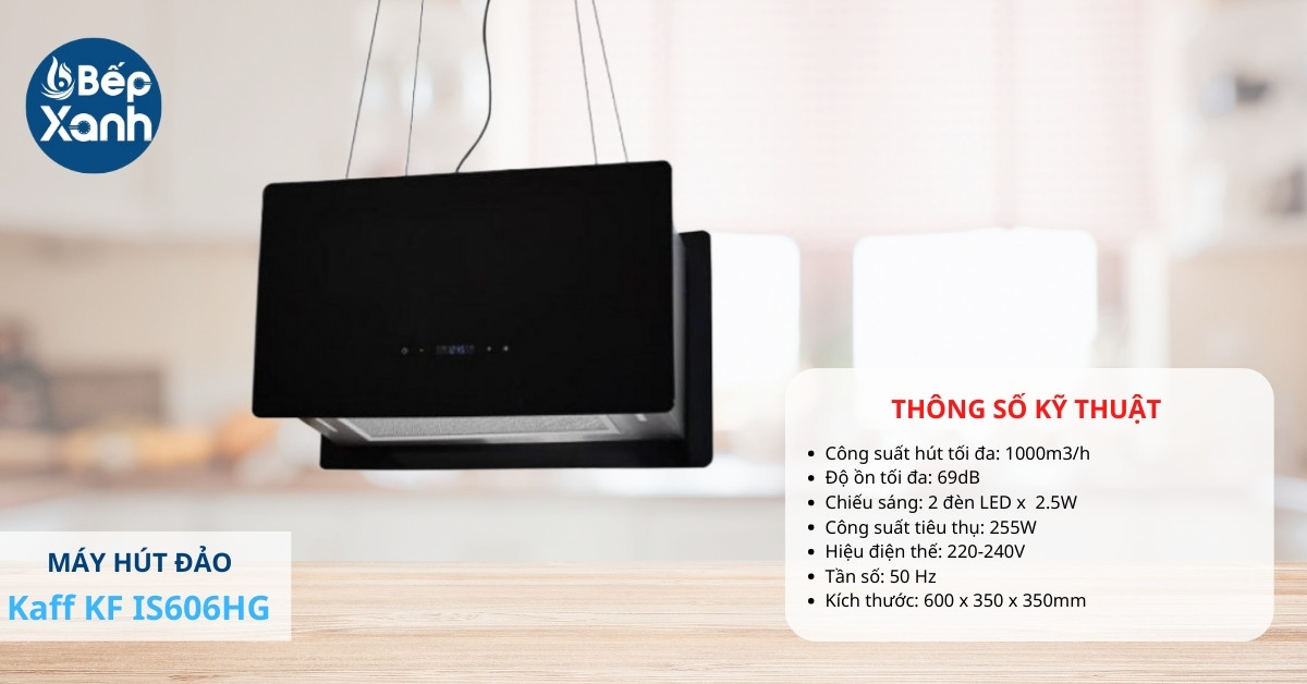 Máy hút mùi đảo Kaff KF IS606HG sở hữu công suất hút cao