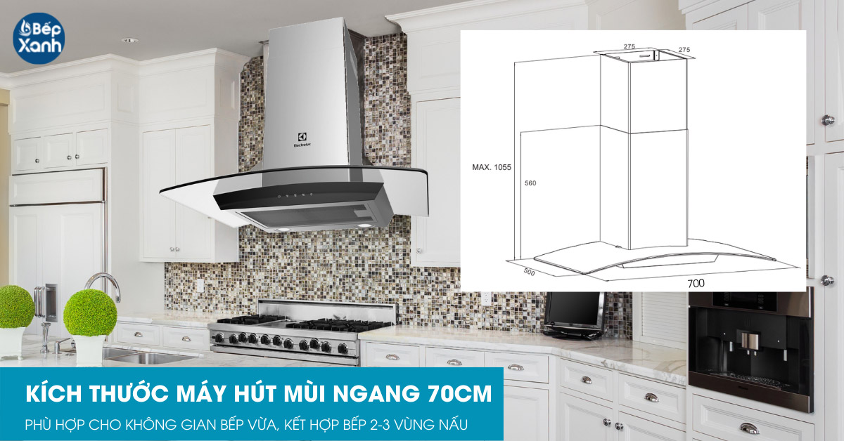 Máy hút mùi ngang 70cm