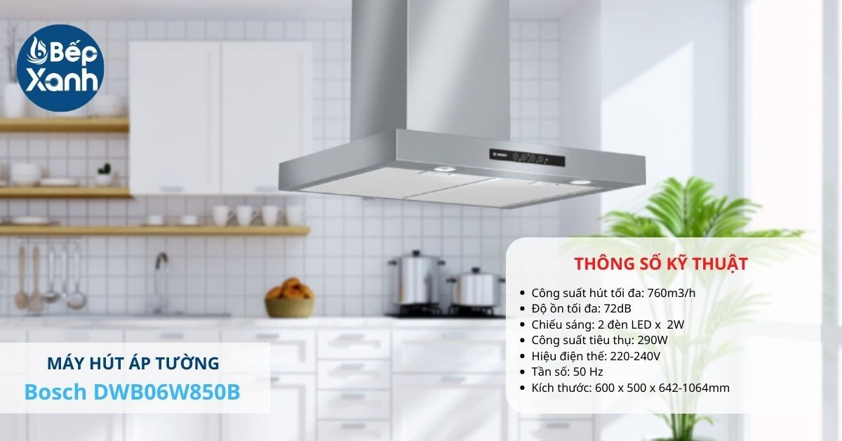Máy hút khói khử mùi áp tường Bosch DWB06W850B