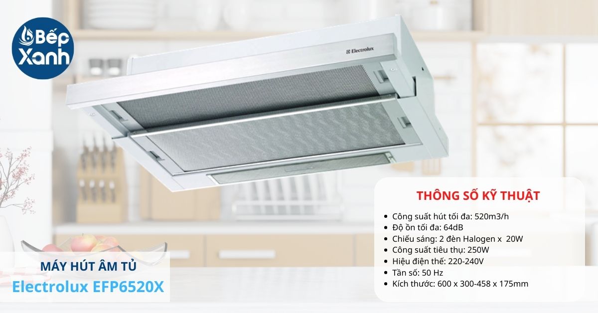Máy hút mùi than hoạt tính Electrolux EFP6520X
