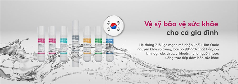 Máy lọc nước Korihome WPK-902 được trang bị 7 lõi lọc cao cấp