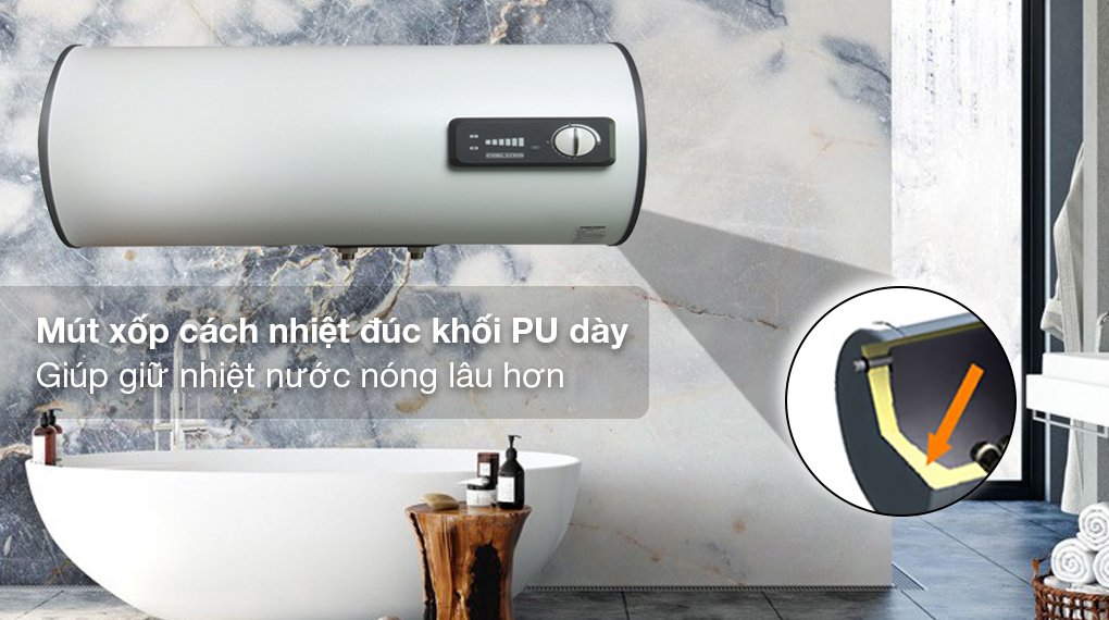 Bình nóng lạnh gián tiếp Stiebel Eltron 15 lít ESH 15 H Plus T-VN - Lớp cách nhiệt mút xốp cách nhiệt đúc khối PU dày giúp giữ nước nóng lâu hơn 