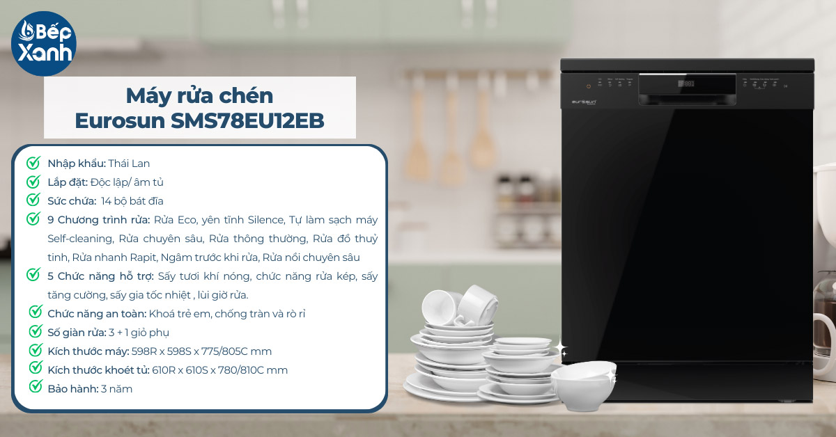 Máy rửa bát Eurosun SMS78EU12EB
