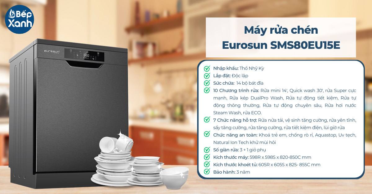 Máy rửa chén Eurosun SMS80EU15E 
