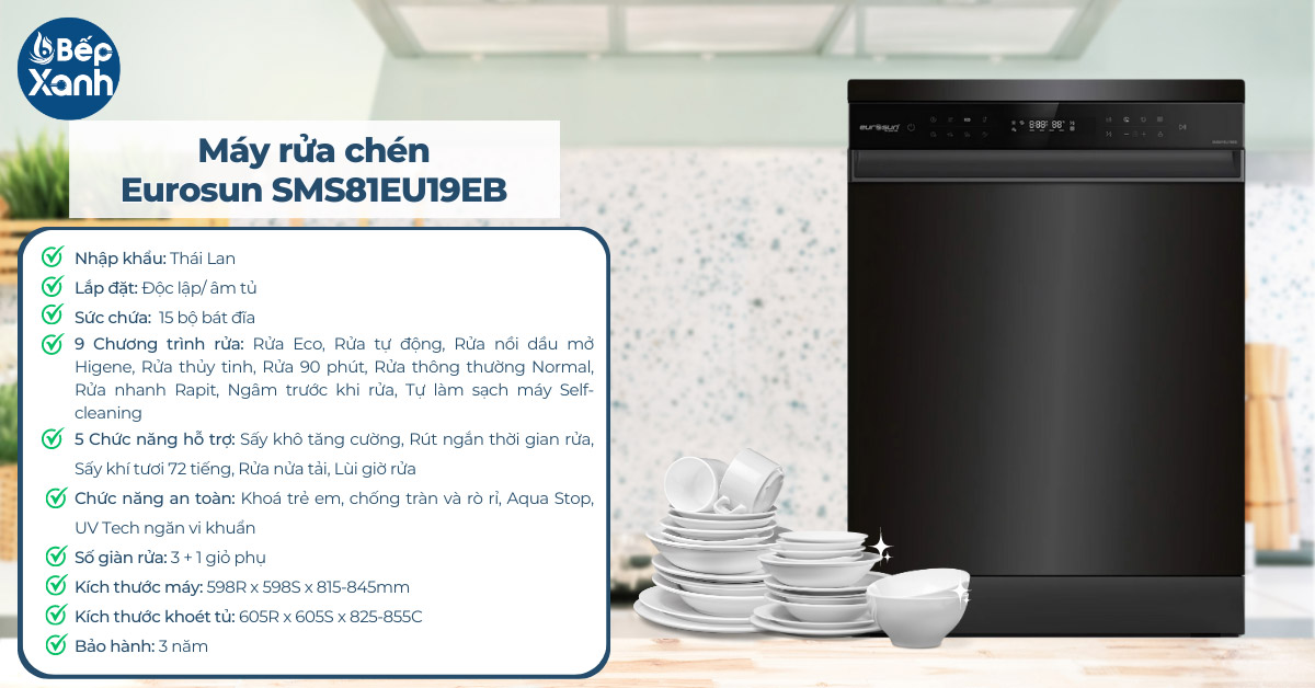  Máy rửa chén Eurosun SMS81EU19EB