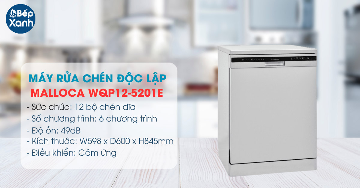 Máy rửa chén độc lập Malloca WQP12-5201E