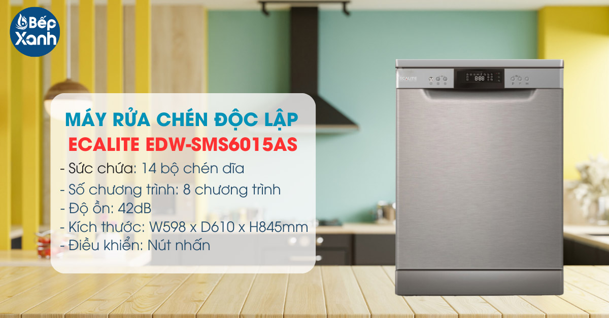 Máy rửa chén độc lập Ecalite EDW-SMS6015AS