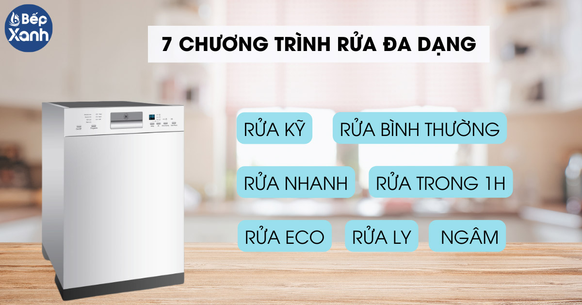Máy rửa chén Malloca WQP12-J7309I 7 chương trình rửa đa dạng