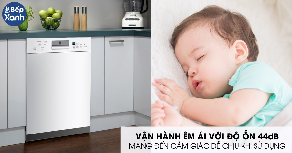 Máy rửa chén Malloca WQP12-J7309I độ ồn 44dB vận hành êm ái