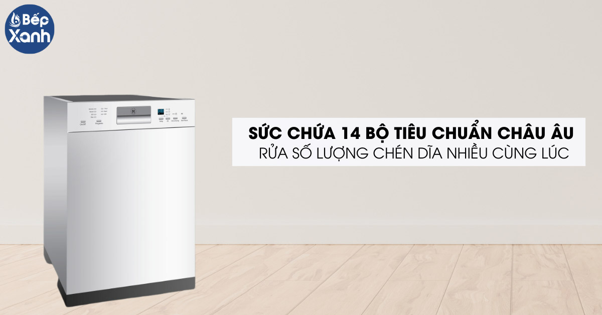 Máy rửa chén Malloca WQP12-J7309I sức chứa 14 bộ chén dĩa tiêu chuẩn Châu Âu