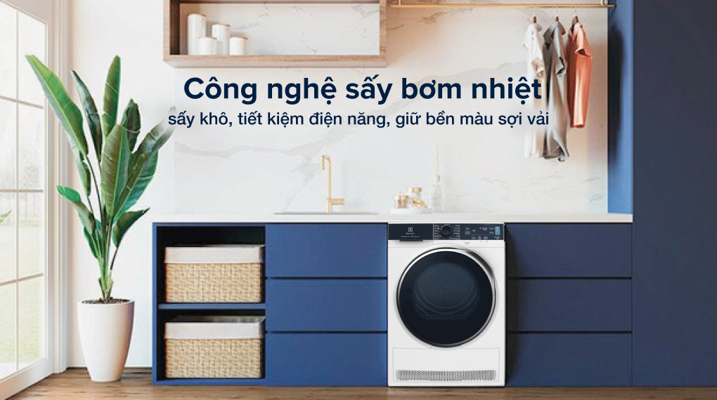 Máy sấy bơm nhiệt Electrolux 9 kg EDH903R9WB - sấy bơm nhiệt tiết kiệm điện, bảo vệ quần áo. Máy sấy bơm nhiệt Electrolux 9 kg EDH903R9WB - sấy bơm nhiệt tiết kiệm điện, bảo vệ quần áo.