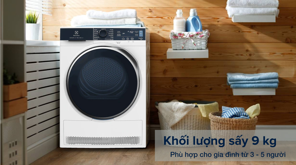 Máy sấy bơm nhiệt Electrolux 9 kg EDH903R9WB - Phù hợp cho gia đình từ 3 - 5 người Máy sấy bơm nhiệt Electrolux 9 kg EDH903R9WB - Phù hợp cho gia đình từ 3 - 5 người