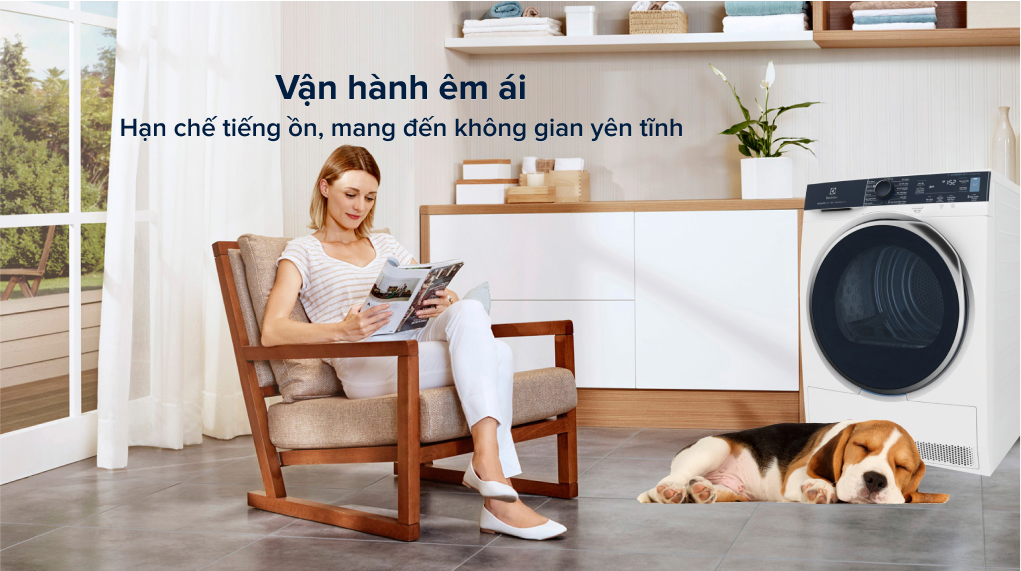 Máy sấy bơm nhiệt Electrolux 9 kg EDH903R9WB - Công nghệ Inverter vận hành êm, tiết kiệm điện Máy sấy bơm nhiệt Electrolux 9 kg EDH903R9WB - Công nghệ Inverter vận hành êm, tiết kiệm điện