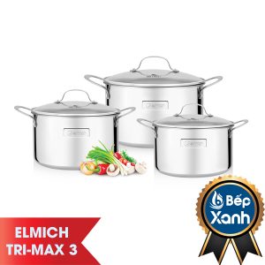 BỘ NỒI INOX CAO CẤP 3 LỚP ĐÁY LIỀN TRI-MAX 3 CHIẾC SIZE 16CM, 20CM, 24CM