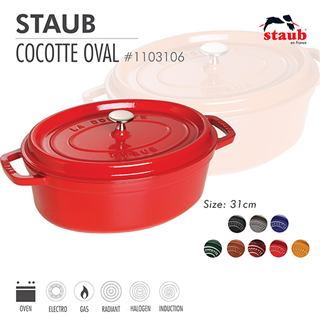 Nồi gang oval Staub 31 cm - Màu đỏ cherry