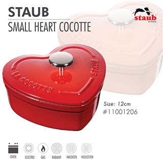 Nồi gang Staub hình trái tim 12 cm - Màu đỏ cherry
