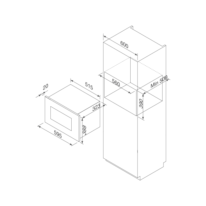 bản vẽ - Lò Vi Sóng Âm Tủ Malloca MW-820B