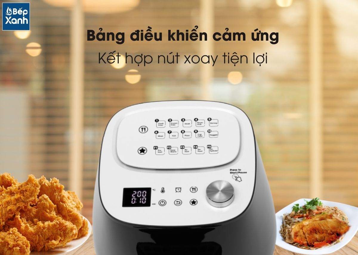 Điều khiển cảm ứng kết hợp nút xoay.