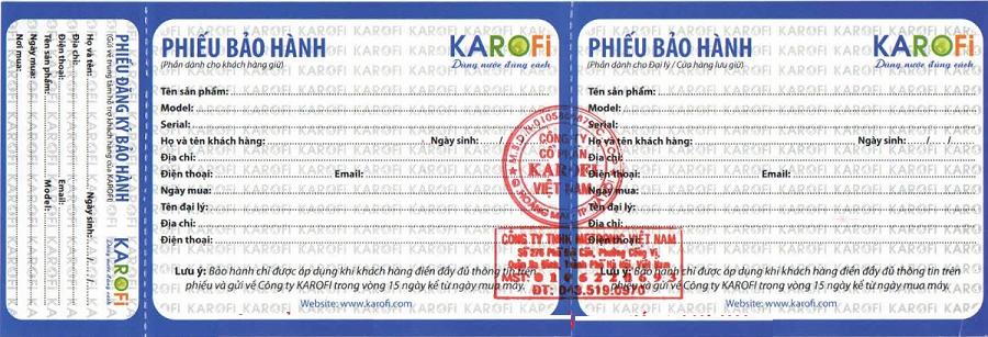 Phiếu bảo hành Karofi