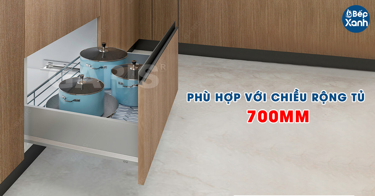 Kệ xoong nồi nan hình Oval Garis MP02. 70V phù hợp với chiều rộng tủ 700mm
