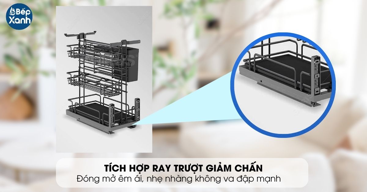 Sản phẩm có tích hợp ray trượt giảm chấn tiện lợi