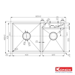 Chậu Rửa Chén 2 Hộc Overmount sink Konox KN8248DO