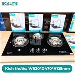 Bếp gas âm 3 vùng nấu Ecalite EG-XD38247B, mâm chia lửa Lốc Xoáy