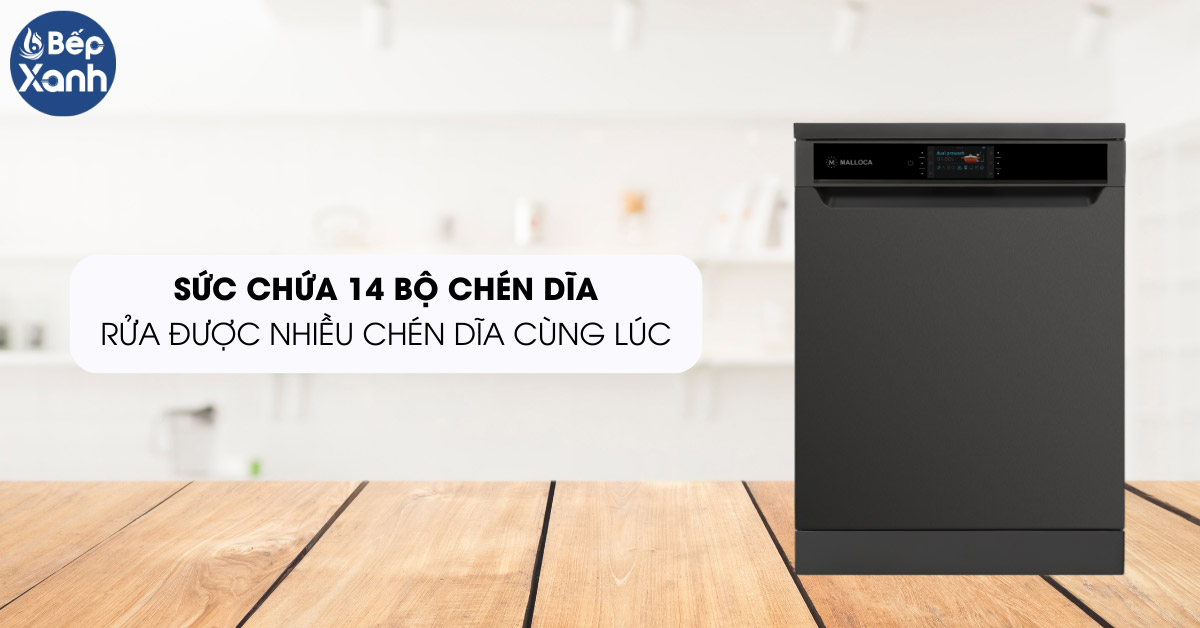 Sức chứa 14 bộ chén dĩa Máy rửa chén Malloca MDW14-BS10TFT