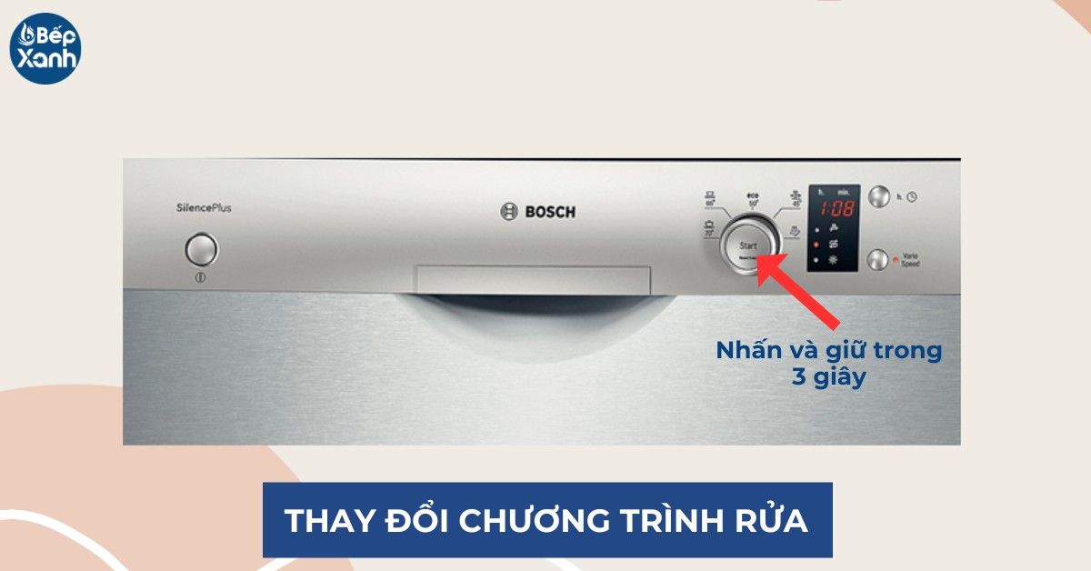 Thay đổi chương trình rửa trên máy rửa bát Bosch seri 4 