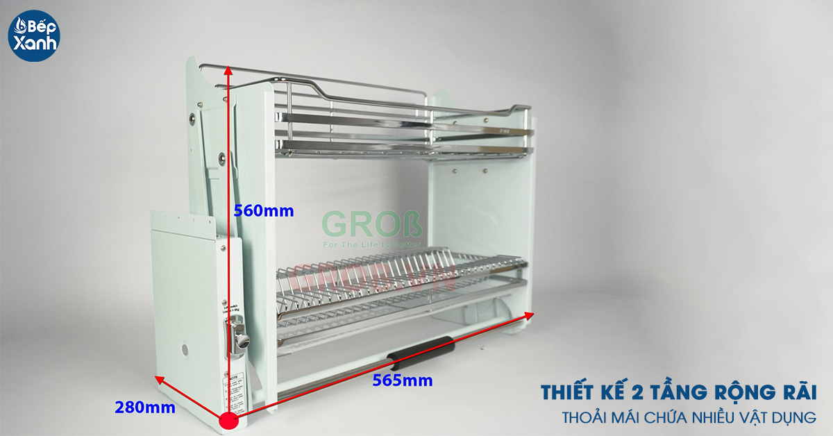 Thiết kế 2 tầng rộng rãi cùng khay nhựa hứng nước cao cấp
