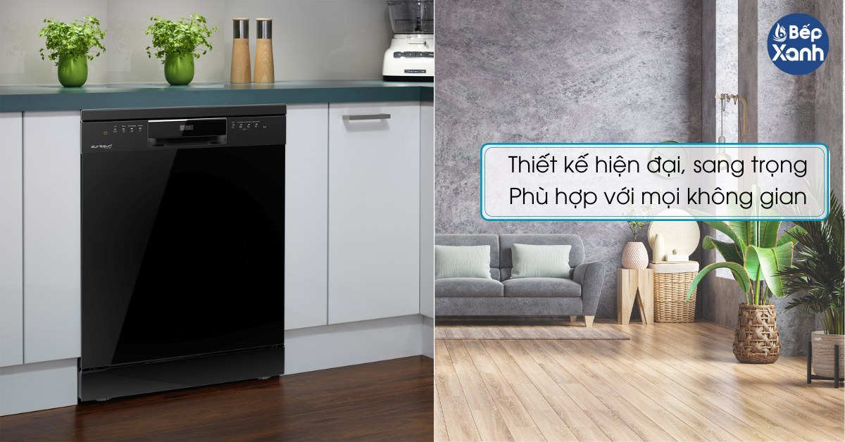 Máy rửa bát Eurosun SMS78EU12EB thiết kế hiện đại, sang trọng