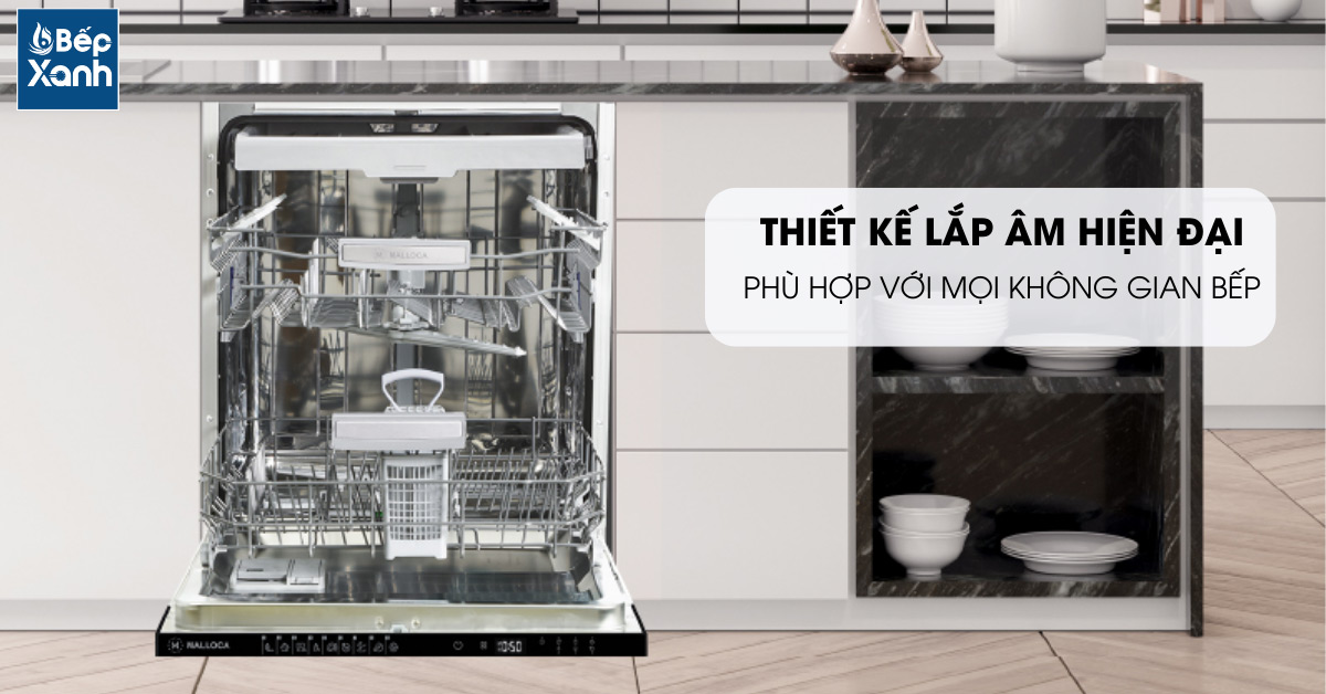 Thiết kế lắp âm hiện đại của máy rửa chén Malloca MDW14-B09FI