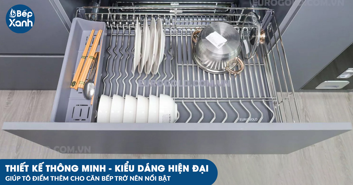 Giá xoong nồi bát đĩa Eurogold EPV6070 sỡ hữu thiết kế hiện đại