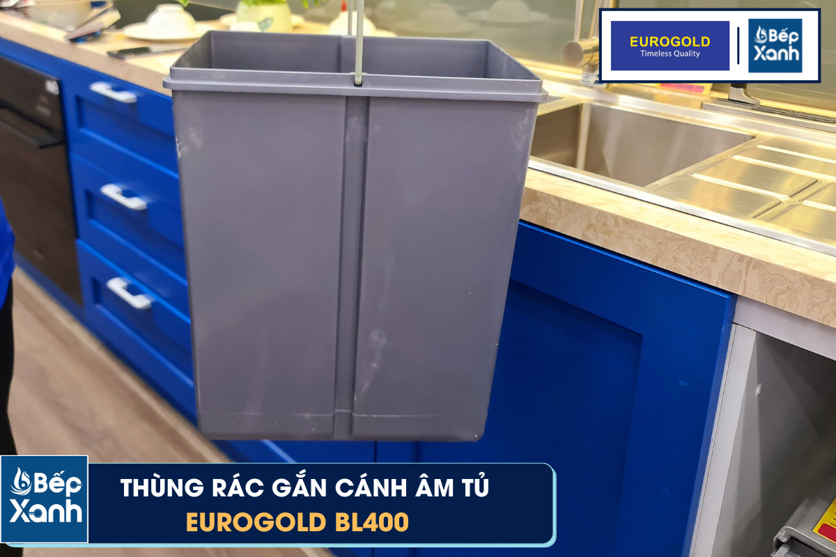 Thùng rác âm tủ Eurogold BL400 bề mặt nhắn dễ vệ sinh