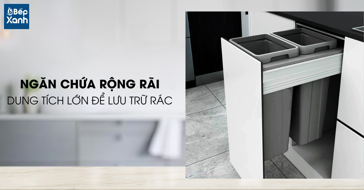 Thùng rác lắp âm tủ Eurogold BA400 ngăn chứa rác rộng rãi
