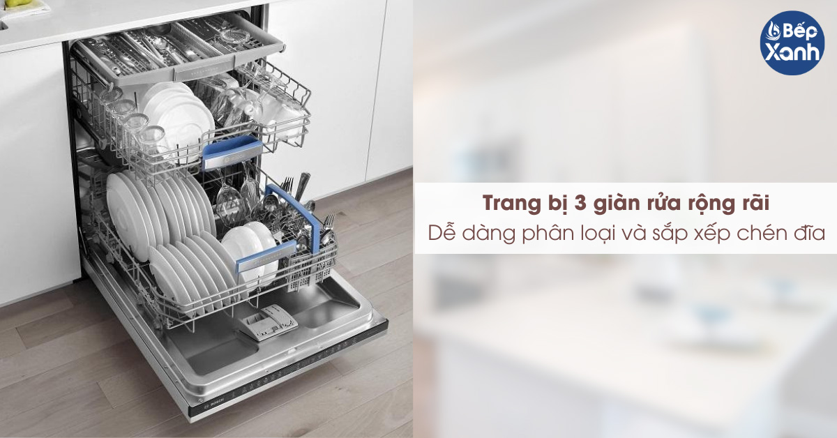Trang bị 3 giàn rửa rộng rãi