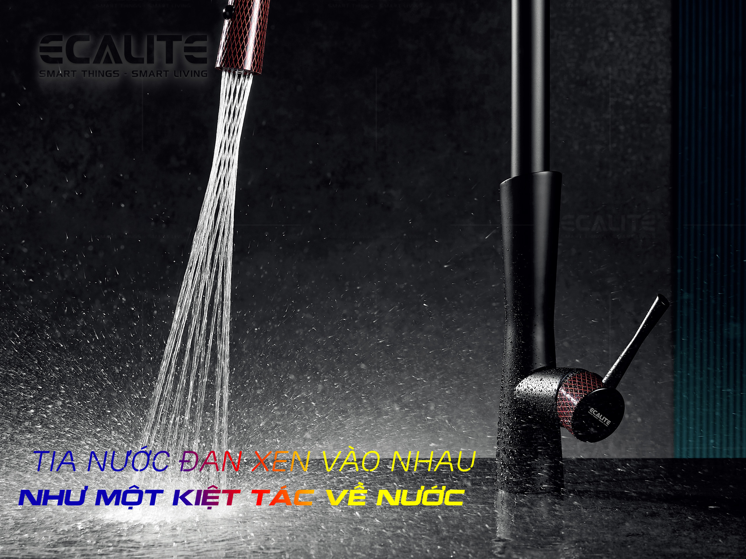 Vòi rửa chén nóng lạnh dây rút E-Signature Ecalite EF-N2023B tia nước đan xen 
