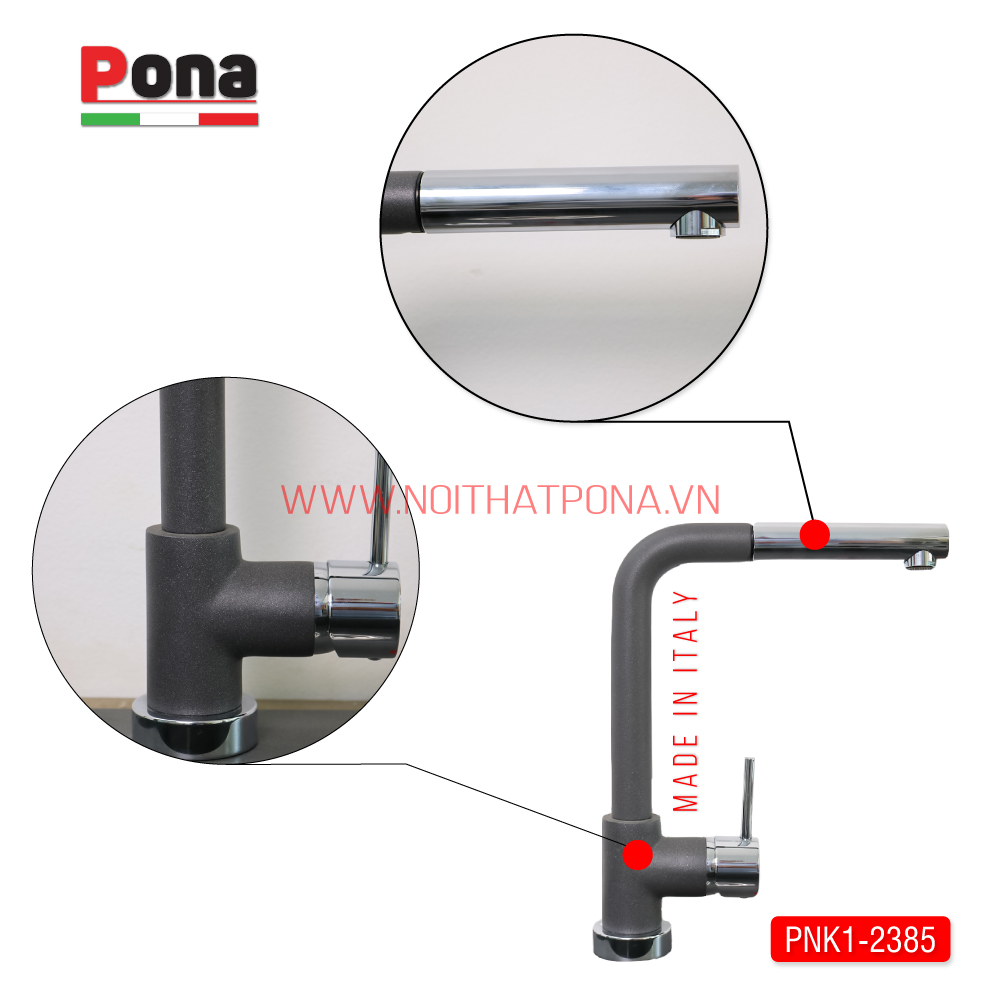 vòi rửa chén nóng lạnh mạ đá granite PONA PNK1-2385